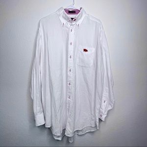 men’s button down shirt white hog arkansas razorbacks